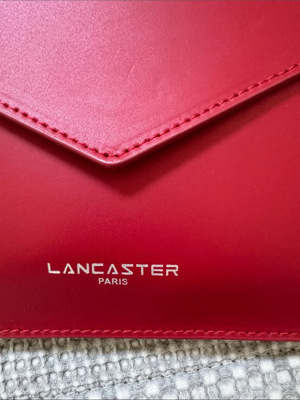 Paris Red Leather Envelope Chain Shoulder Bag. Lancaster Paris. Never used